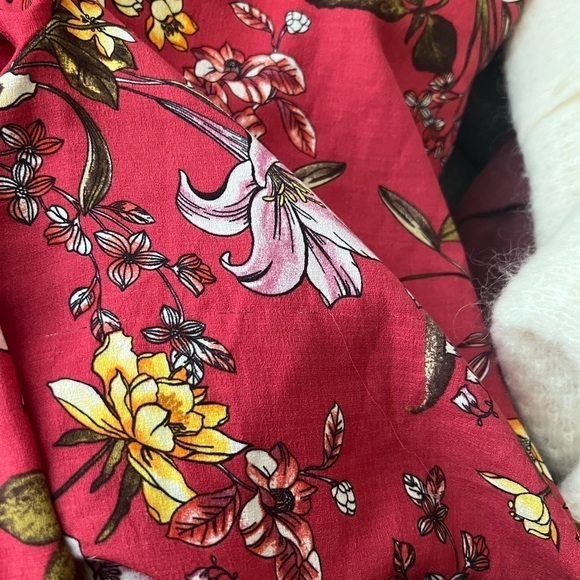 Xhilaration Red Floral Cropped Wide Leg Square Neck Jumpsuit Medium - Picture 12 of 13